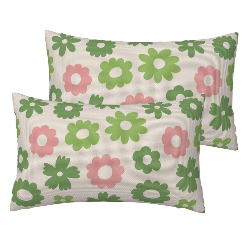 3566 Floral Throw Pillow Covers 12x20 Inch Set of 2, Aesthetic Sage Green
